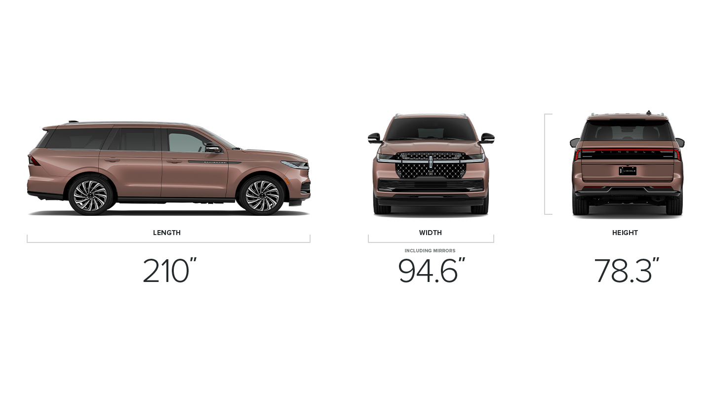 Las dimensiones de una Lincoln Navigator SUV® 2027 distancia entre ejes estándar