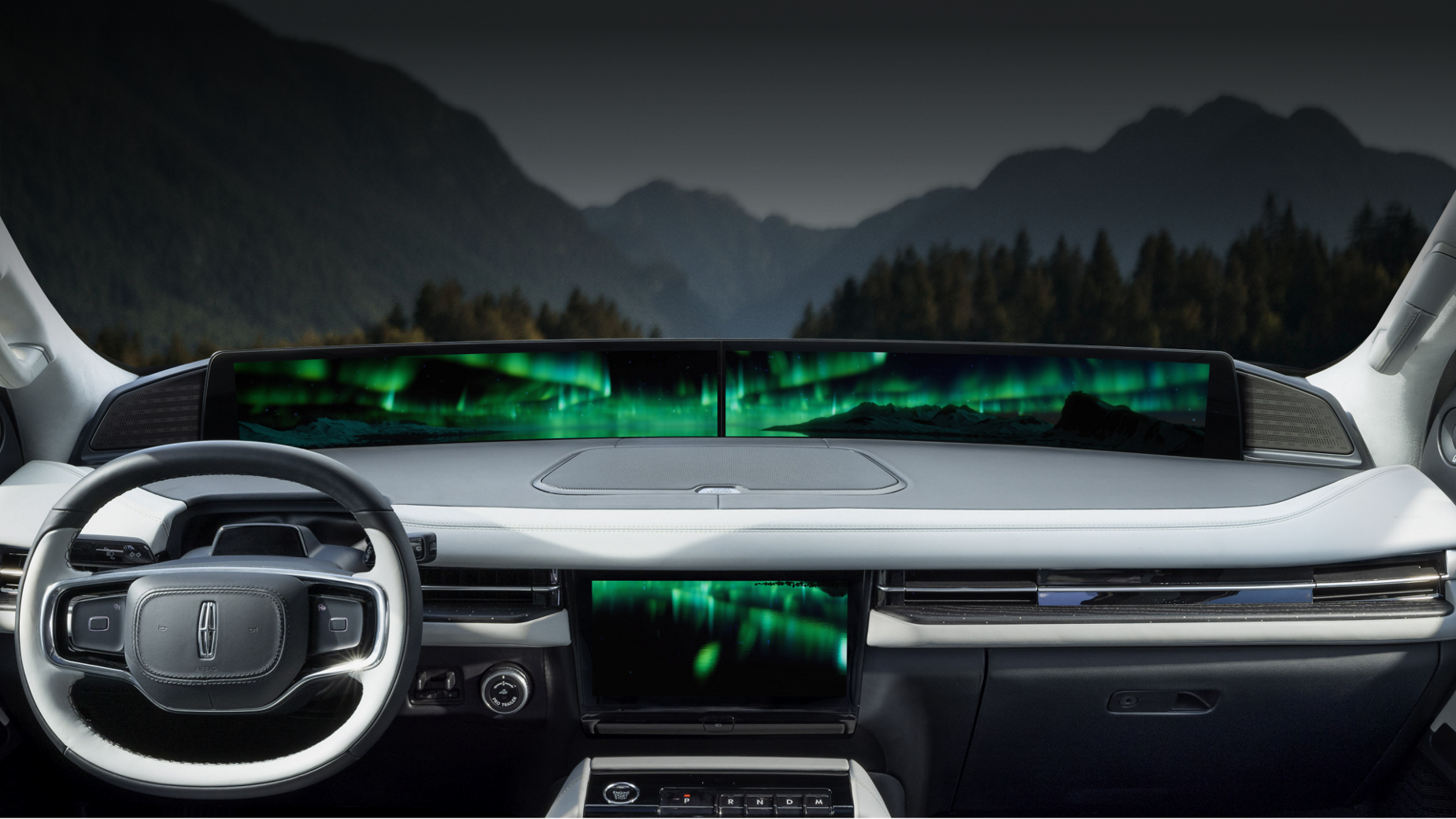 Video preview of the Aurora Borealis theme with moving northern lights on the Panoramic Display.