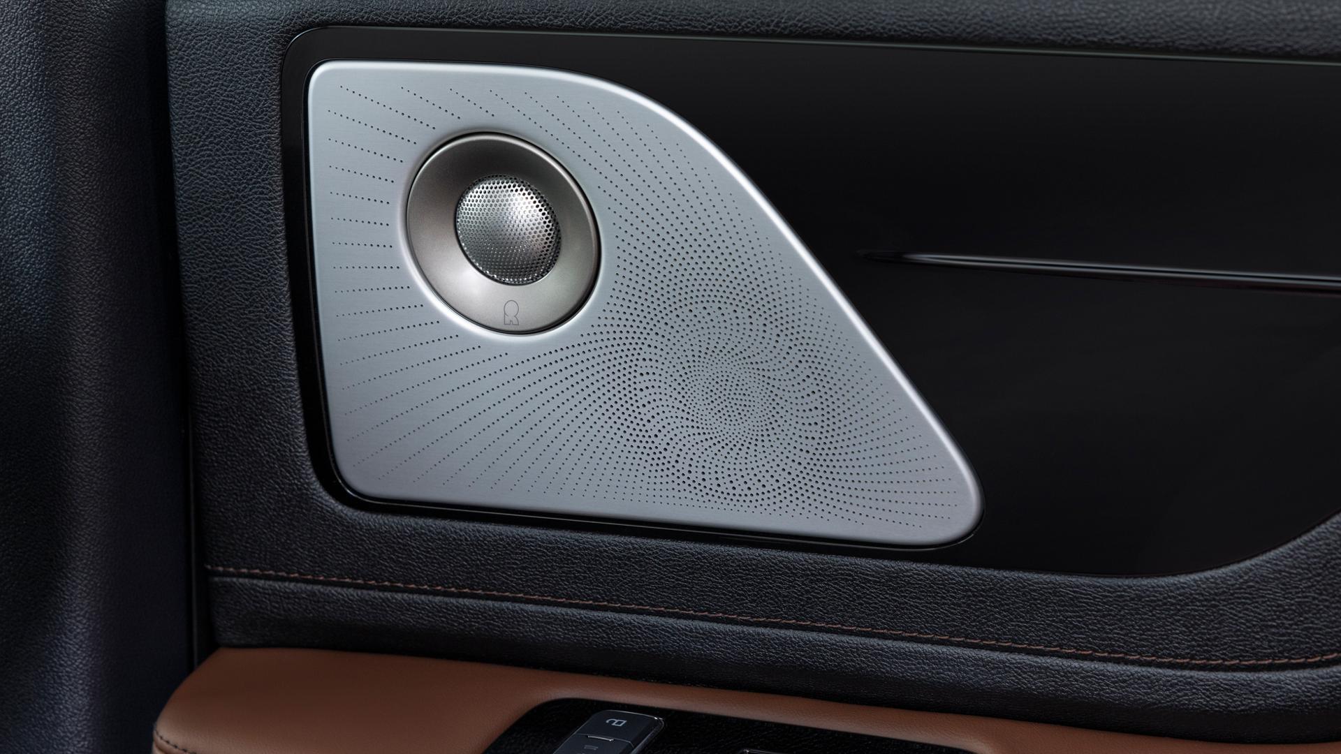An audio system speaker cover in the door of a 2027 Lincoln Aviator® SUV