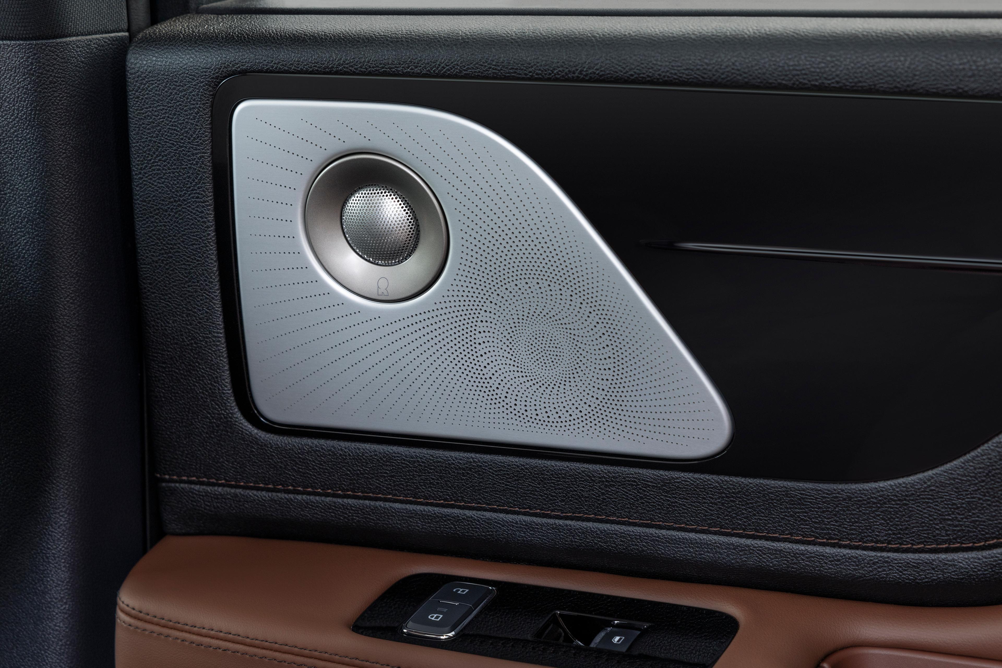 A close up image of a speaker cover in a 2027 Lincoln Aviator® SUV