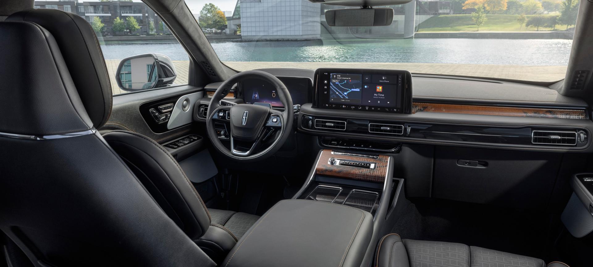 The front cabin of a 2026 Lincoln Black Label Nautilus® SUV is shown in the Invitation interior theme