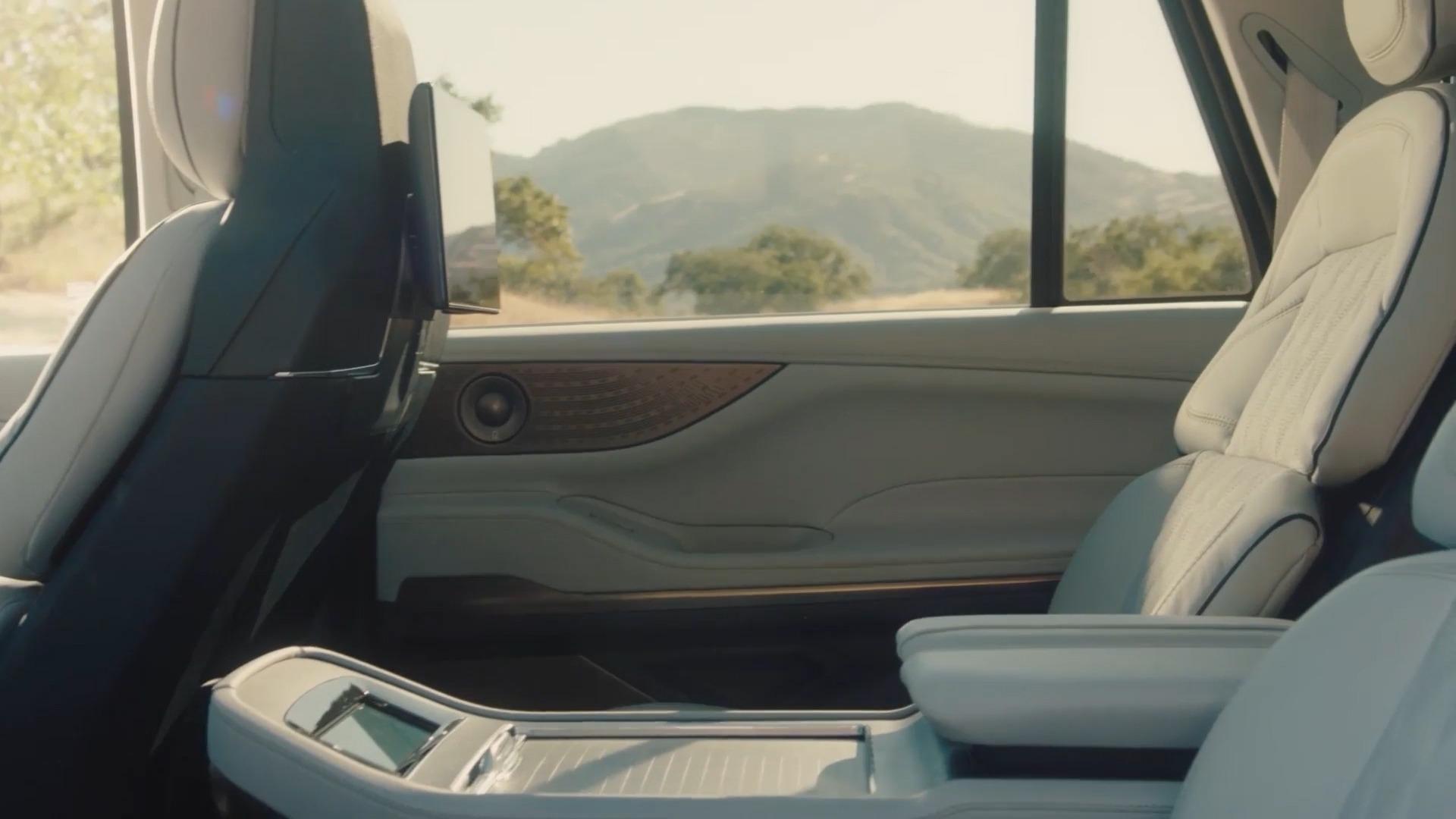 The interior of a Lincoln Black Label vehicle.