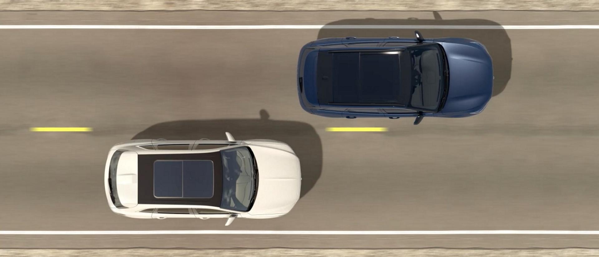 Se muestra un SUV 2026 Lincoln Aviator® pasando a otro vehículo desde arriba