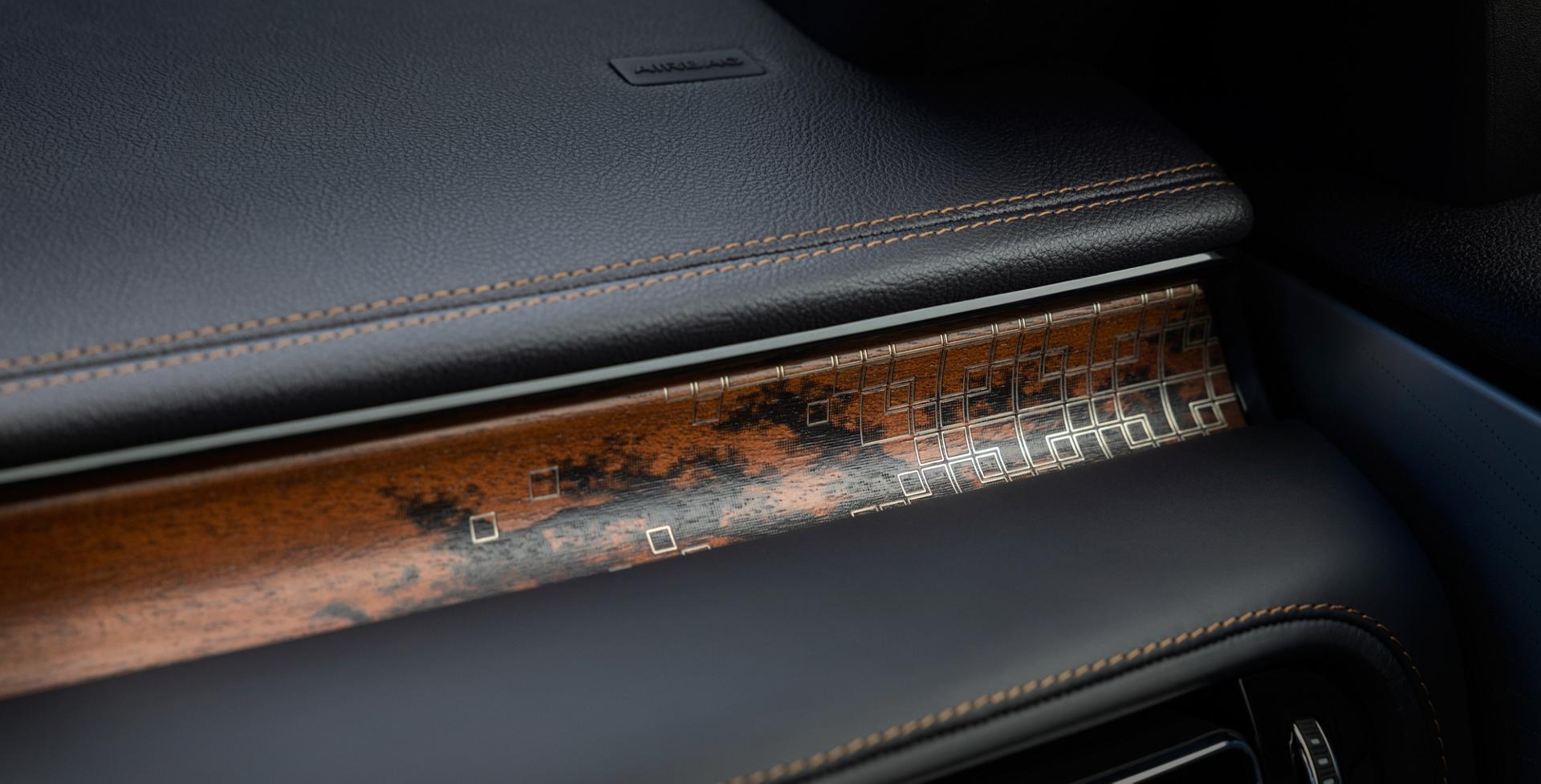 Purposefully chosen materials and design details of the dashboard of A 2026 Lincoln Black Label™ Aviator® SUV.
