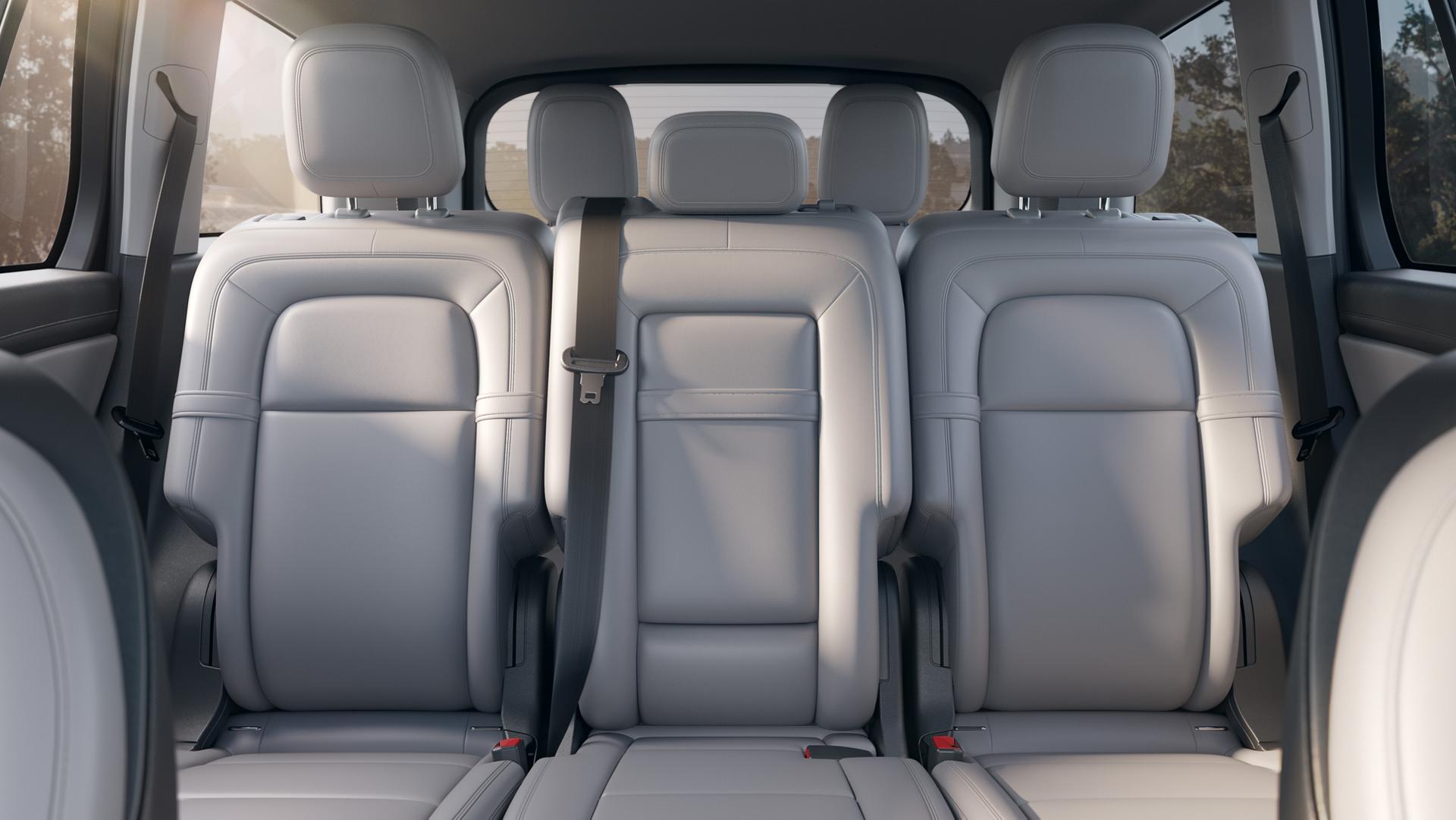 The second row of a 2026 Lincoln Aviator® SUV in the bench configuration