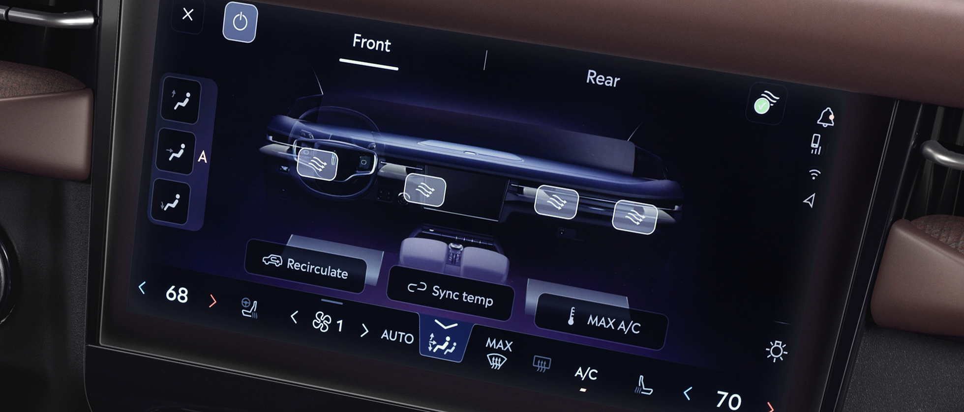 Video preview of the touchscreen interface adjusting the automated climate control settings.