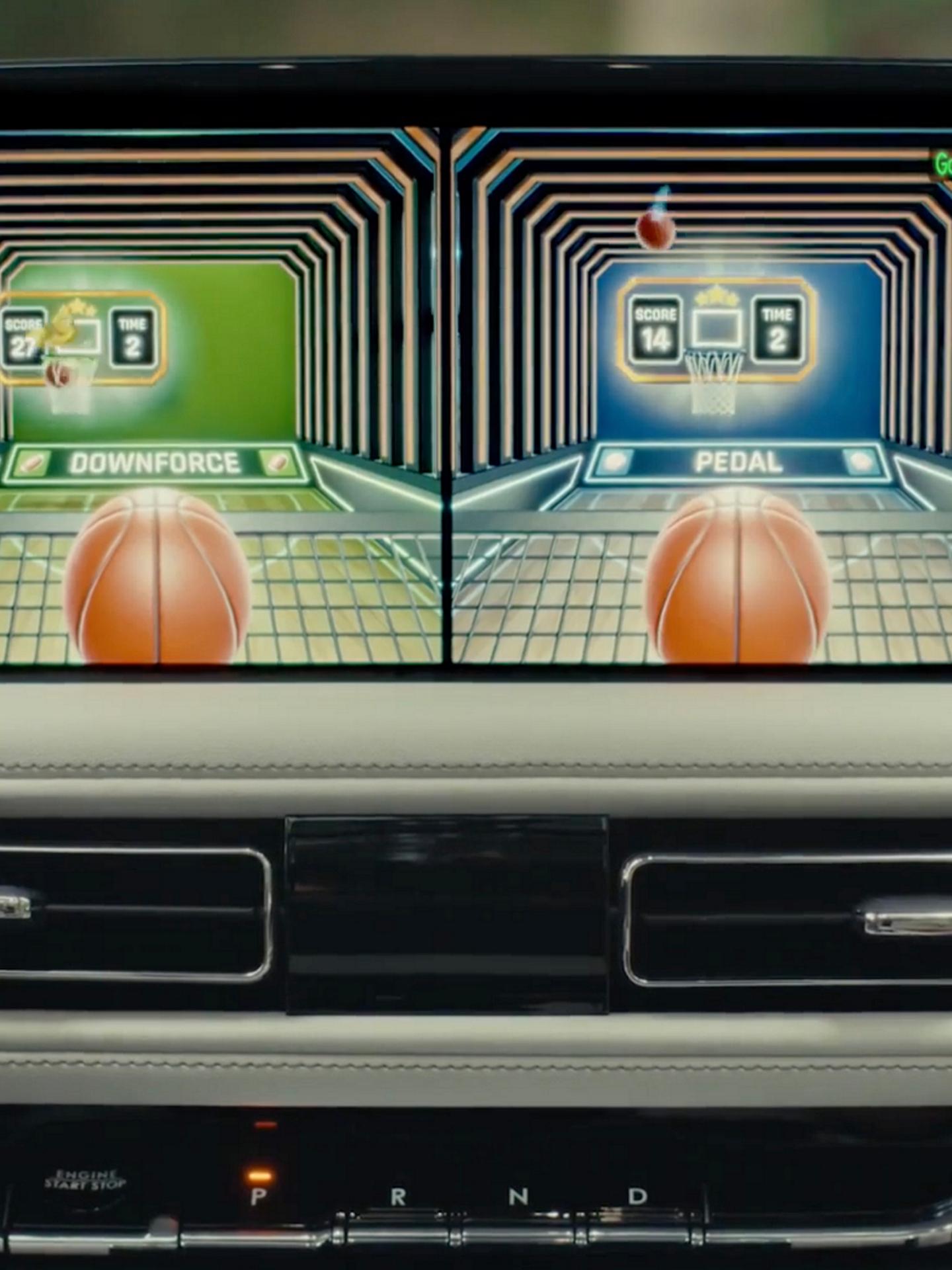 Children enjoy in-vehicle gaming from the second row of a parked 2027 Lincoln Aviator® SUV