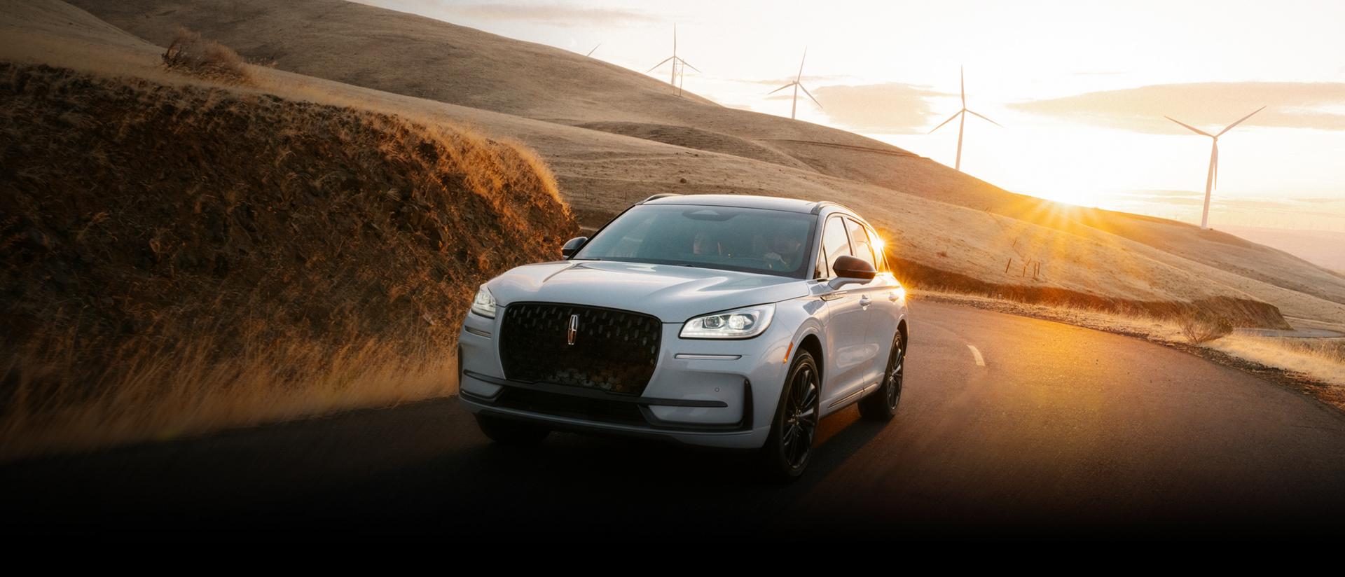 The Lincoln Corsair® SUV driving down a curvy road