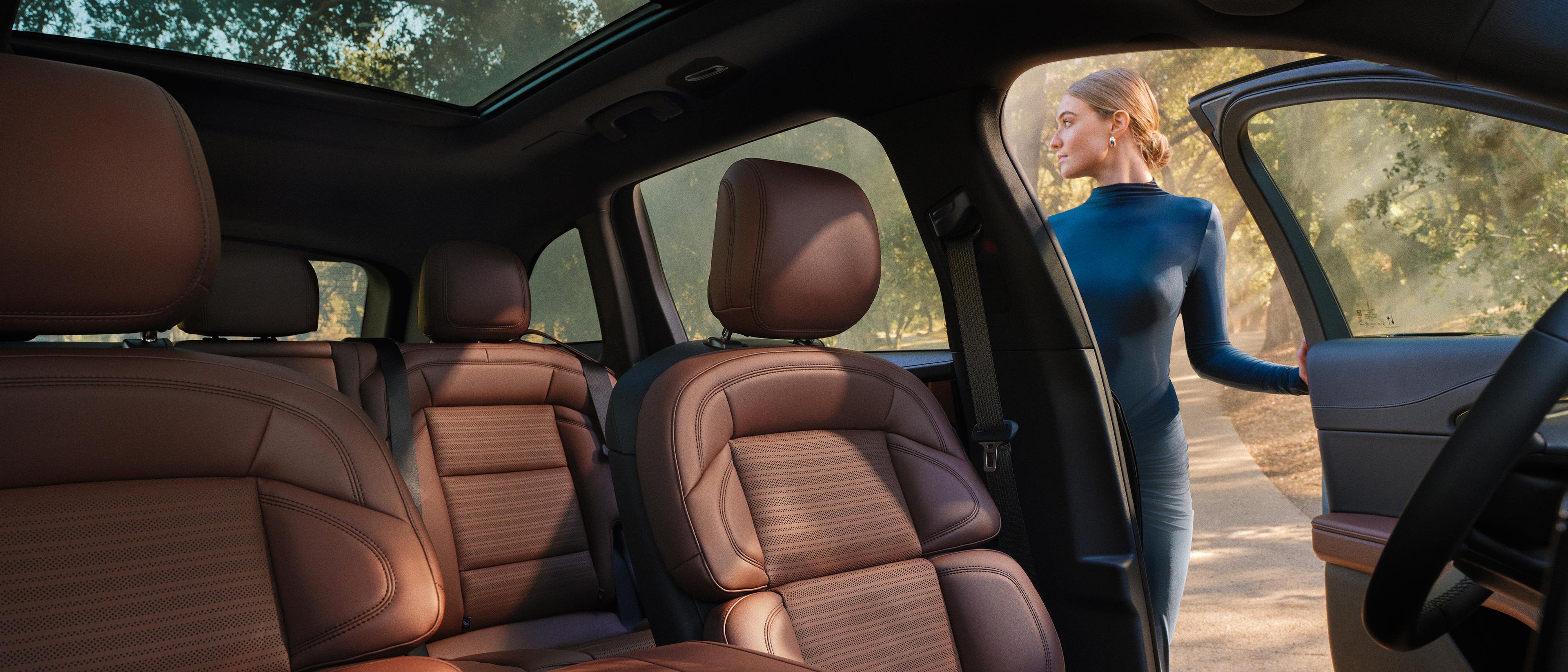 A detailed image of the front seat's leather seating surface in a 2026 Lincoln Nautilus® SUV