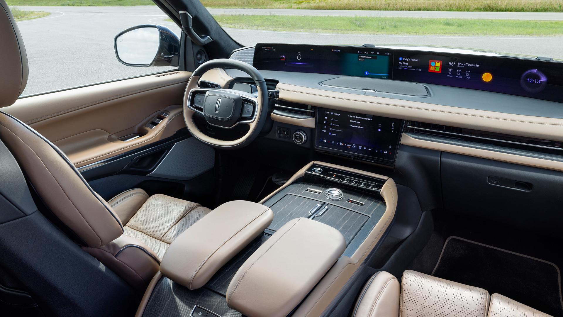 The interior front of a 2026 Lincoln Black Label with the Enlighten theme