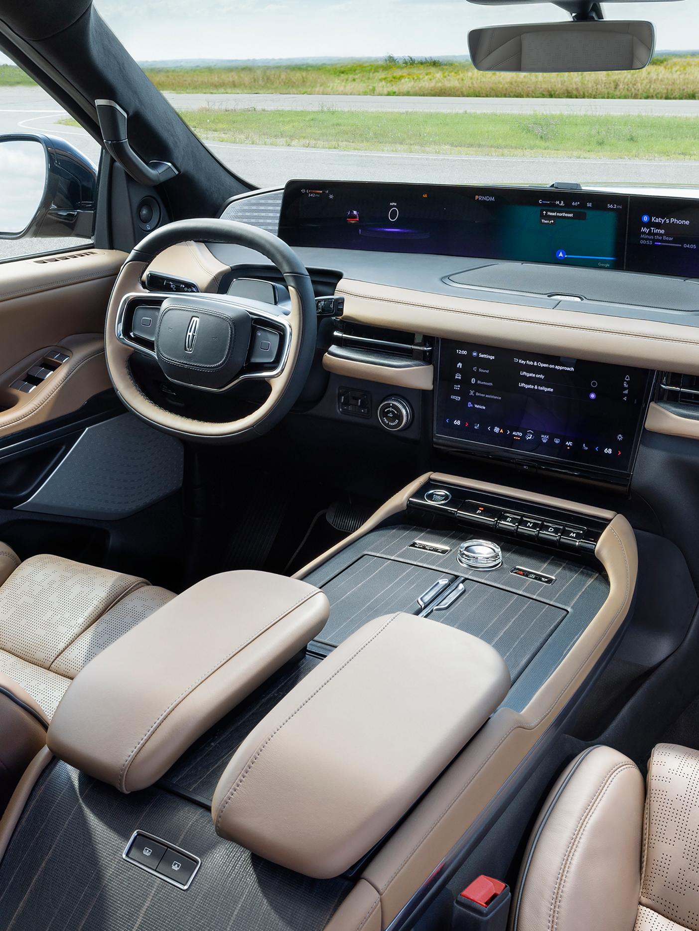 The interior of a 2026 Lincoln Black Label Navigator® SUV with a Lincoln Rejuvenate sequence shown on the panoramic display.