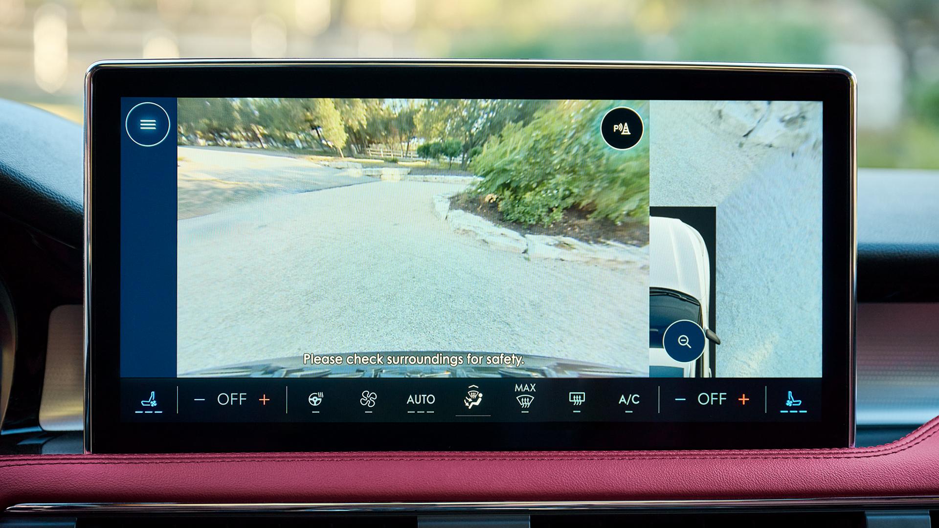 The backup camera on the touchscreen in the interior of the Lincoln Corsair® SUV