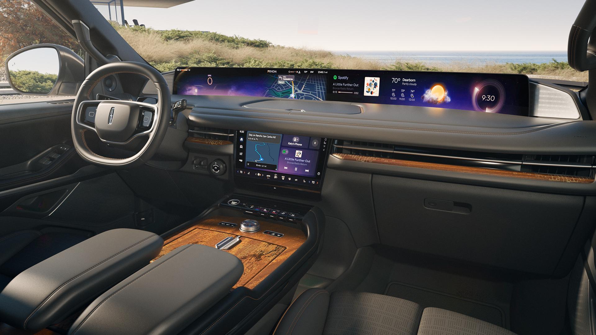 The 48-inch-wide panoramic display inside a 2027 Lincoln Navigator® SUV.