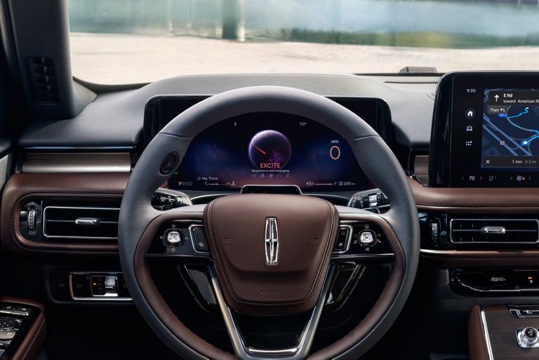 The Excite Lincoln Drive Mode is displayed in the driver’s information cluster behind the steering wheel