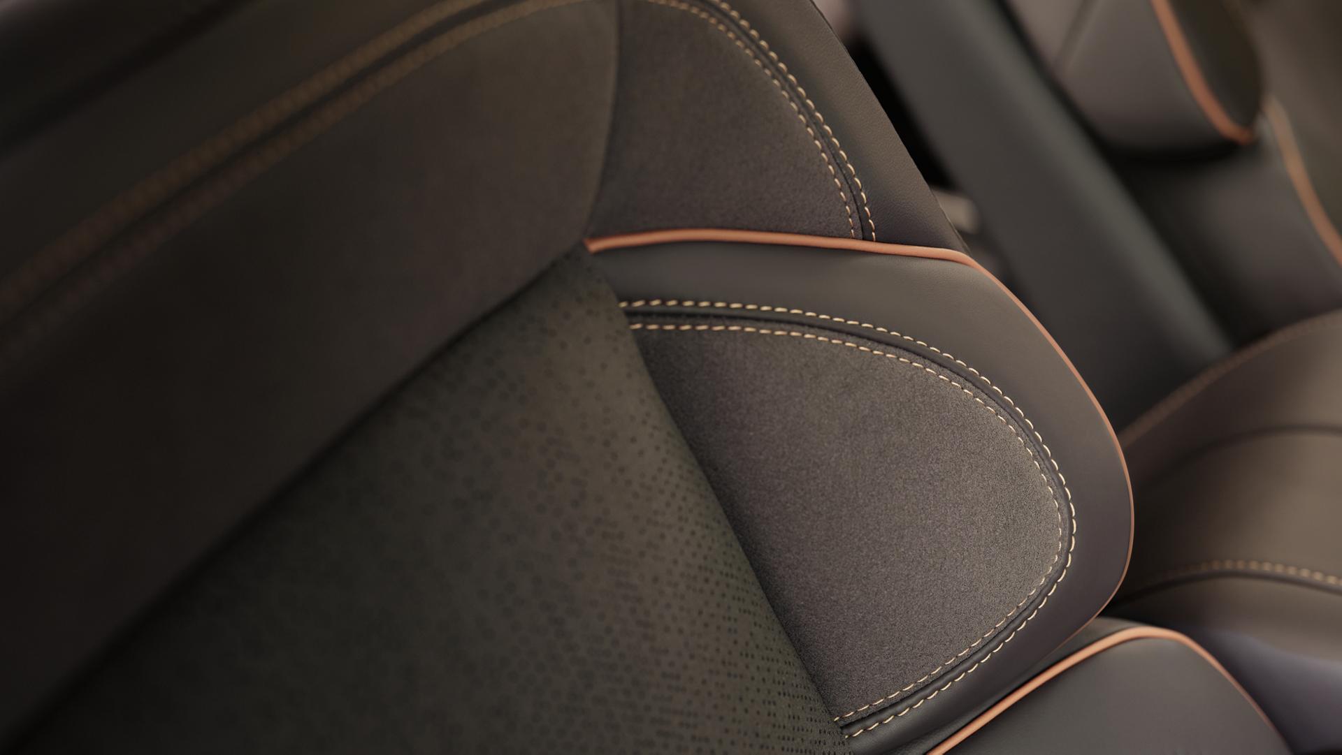 Una vista detallada del cuero premium Dusk incluido en el nuevo tema Black Label™ Eminent Hour