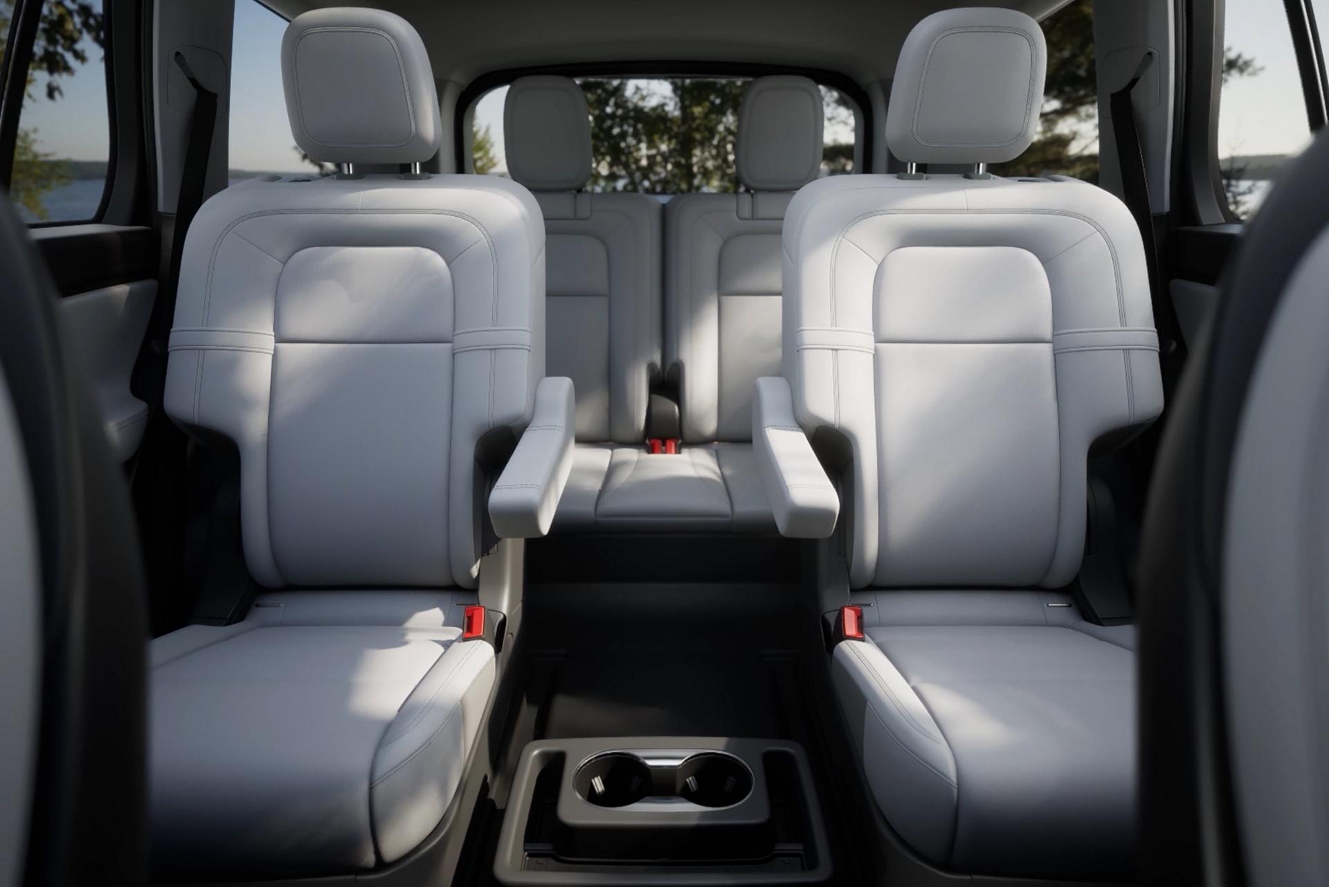 The second row of a 2027 Lincoln Aviator® SUV with captain's chairs