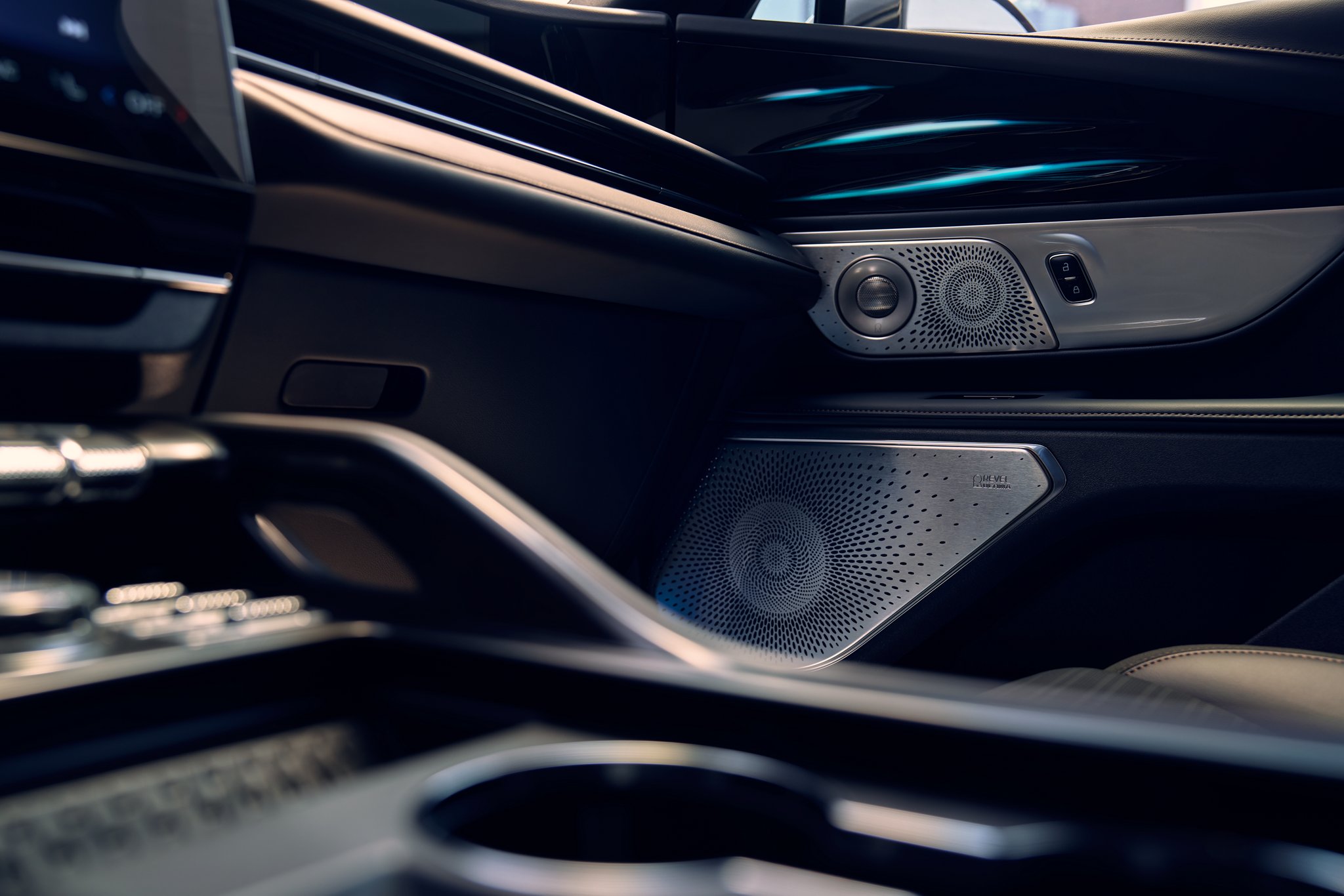 A number of sound system speakers are positioned in the front door of a 2026 Lincoln Nautilus® SUV