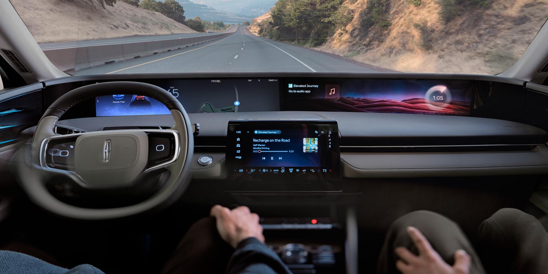 The driver of a 2026 Lincoln Nautilus® SUV utilizes BlueCruise hands-free highway driving