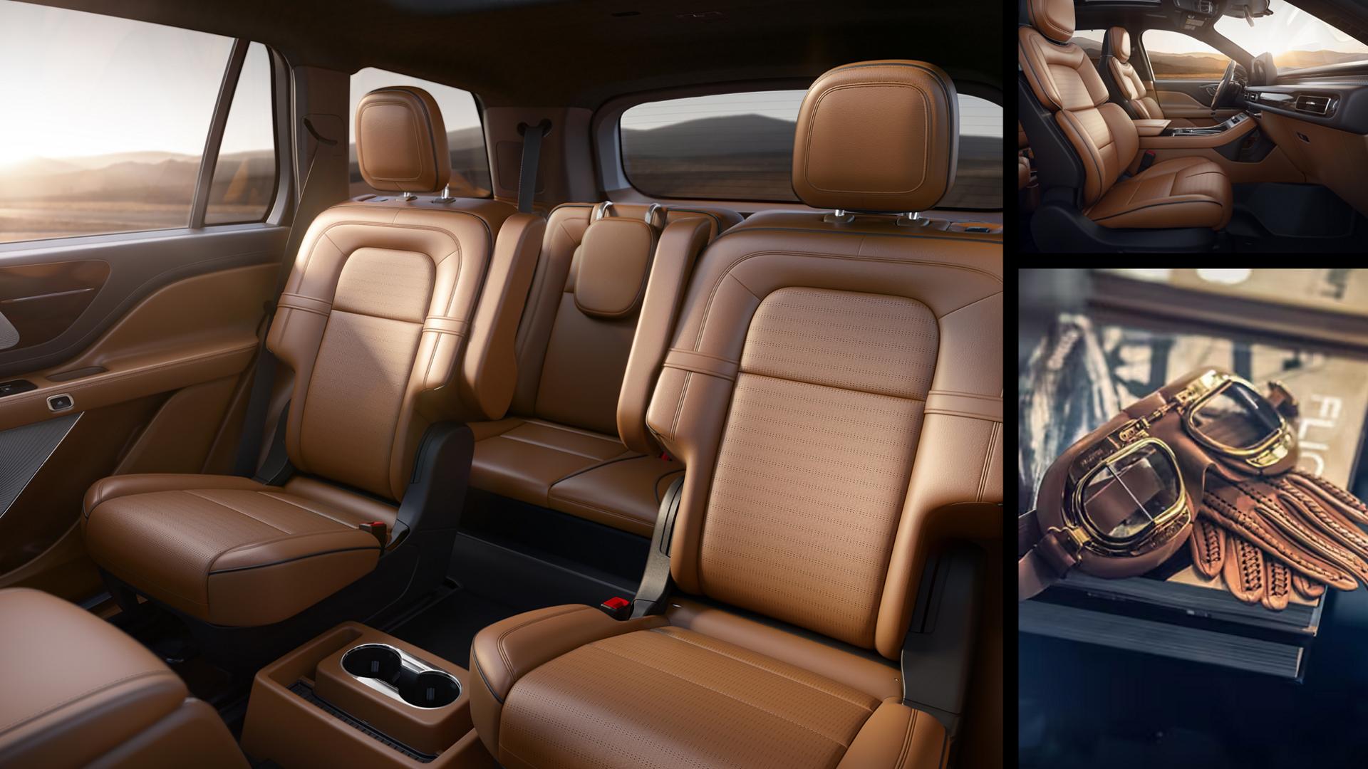 Una SUV Lincoln Aviator® Black Label™ 2027 con el tema interior Flight