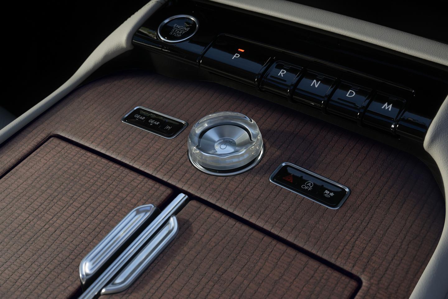 A close up image of the crystal-inspired volume knob
