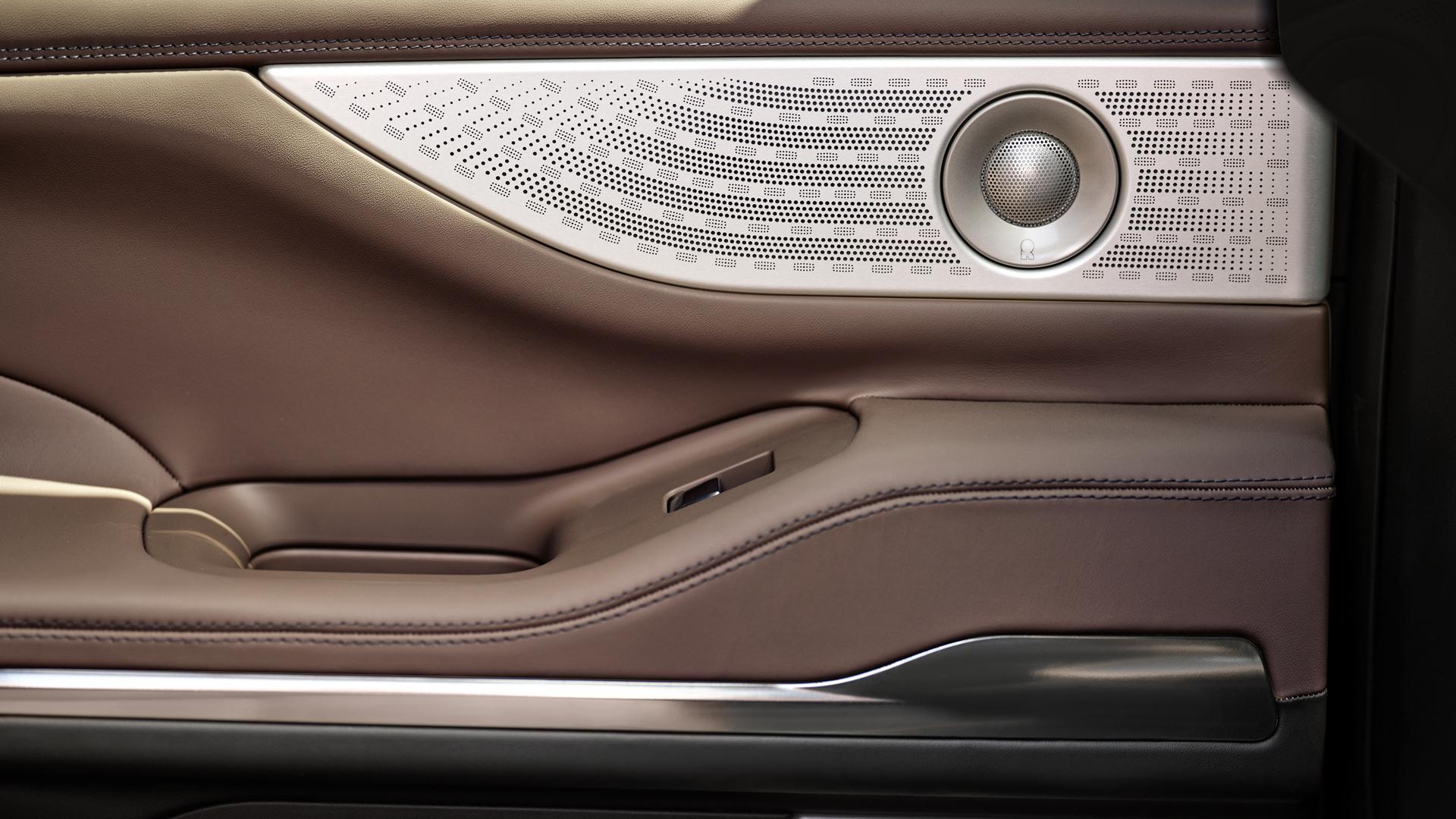 A speaker cover inset in the door of a 2027 Lincoln Navigator® SUV