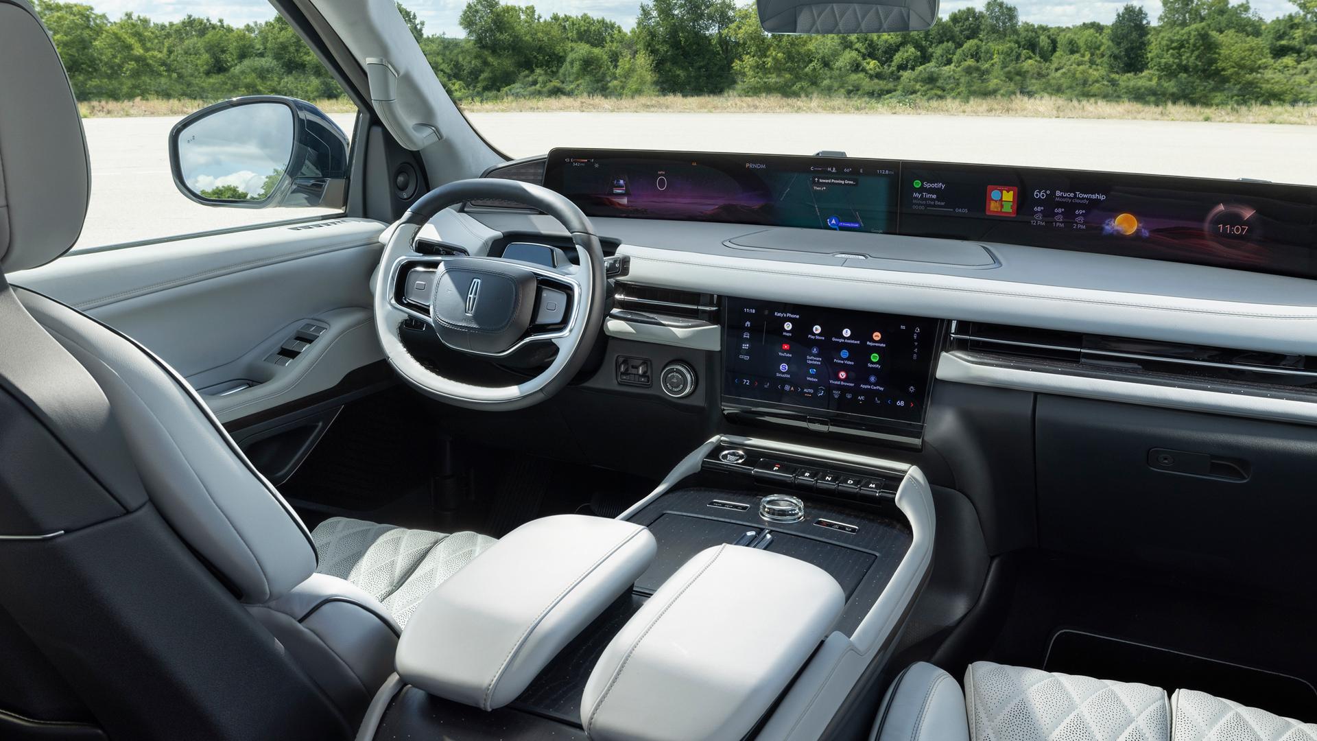 The interior front of a 2026 Lincoln Black Label with the Atmospheric theme